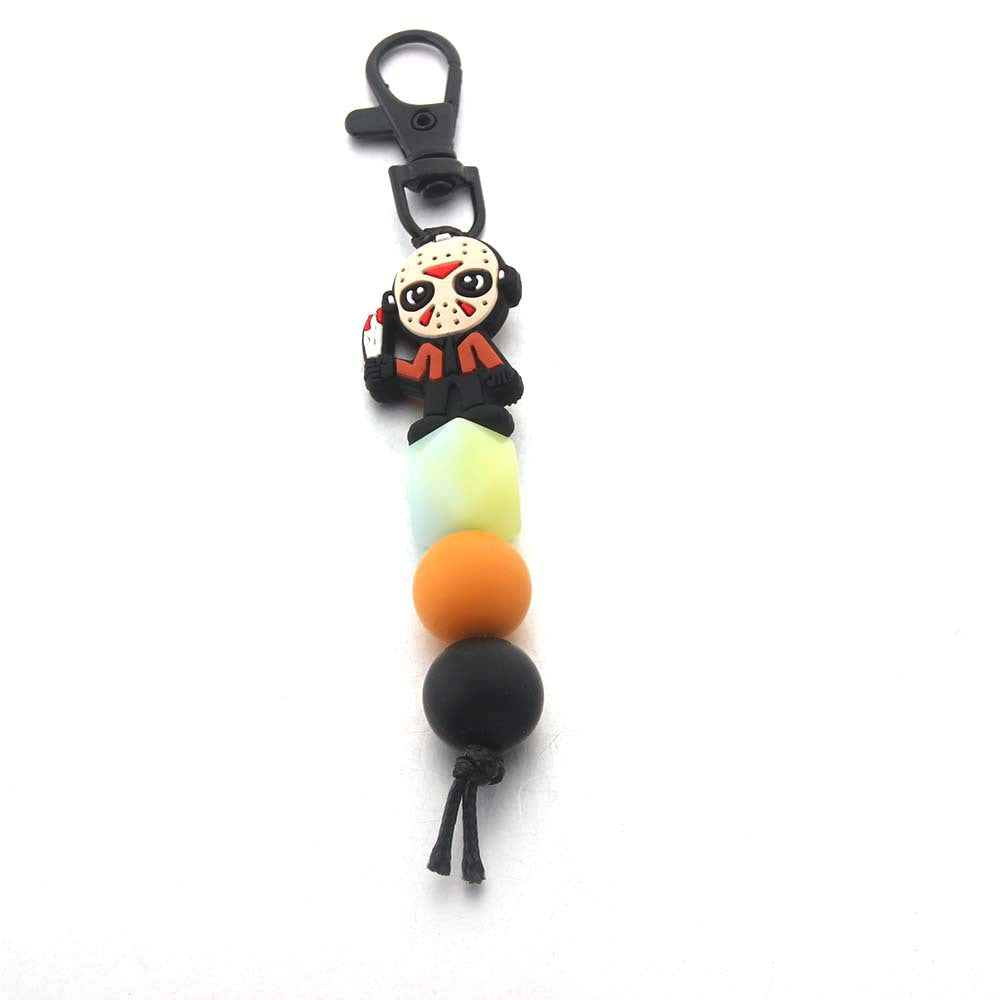Wholesale Silicone Luminous Beaded Halloween Keychain